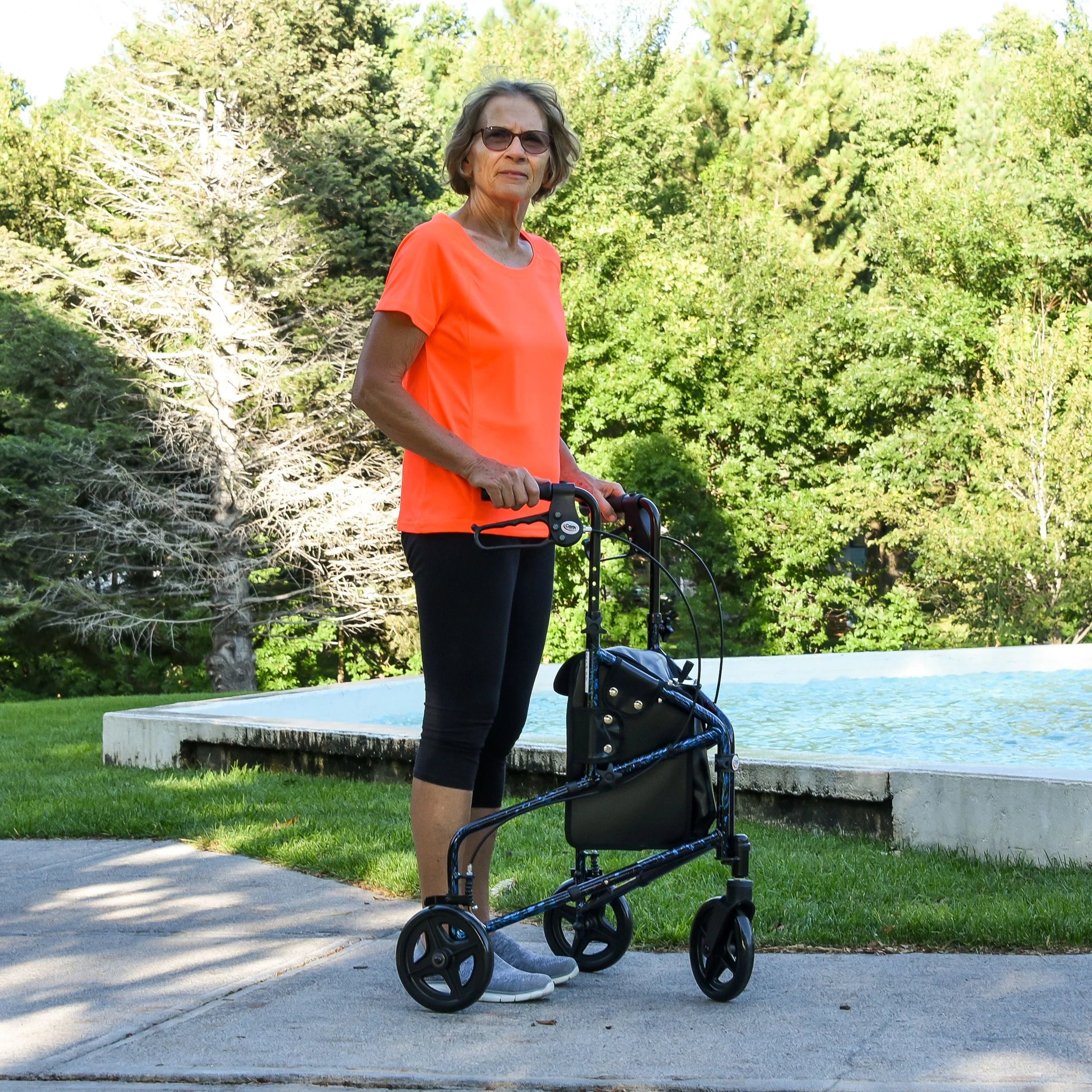 Carex Aluminium 3 Wheel Rollator Walker for Seniors, Height Adjustable Y94999