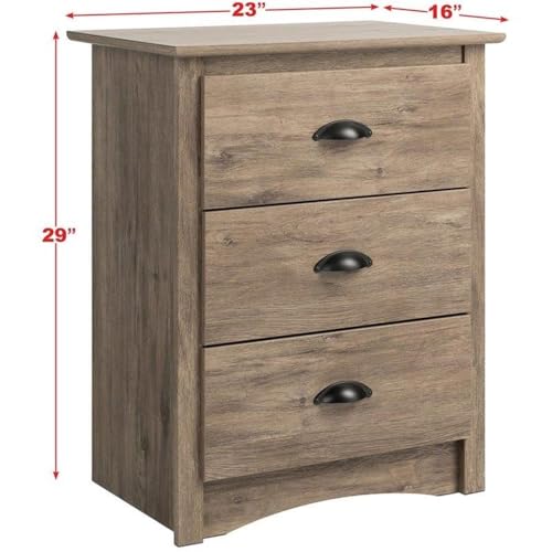 Prepac Sonoma Tall Nightstand with 3 Drawers, Black Q28004