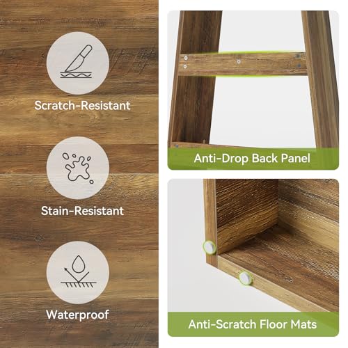 LITTLE TREE 6-Tier Tall Ladder Bookcase, Wooden Display Shelf, Warm Umber Finish X966377