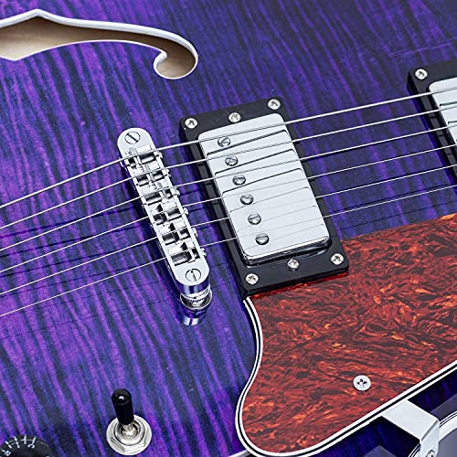 GROTE Jazz Electric Guitar Semi-Hollow Body with Gig Bag, Black Y60488