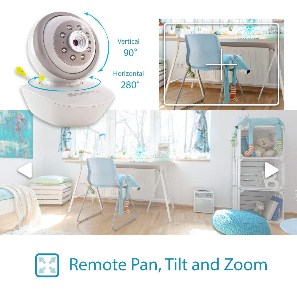 Moonybaby Split 55 Baby Monitor with 2 Cameras, Split Screen, No WiFi, Pan Tilt, 4.3" Monitor T680139