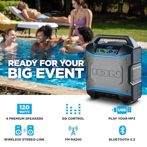 ION Block Rocker Portable Bluetooth Party Speaker with Karaoke Microphone T461114