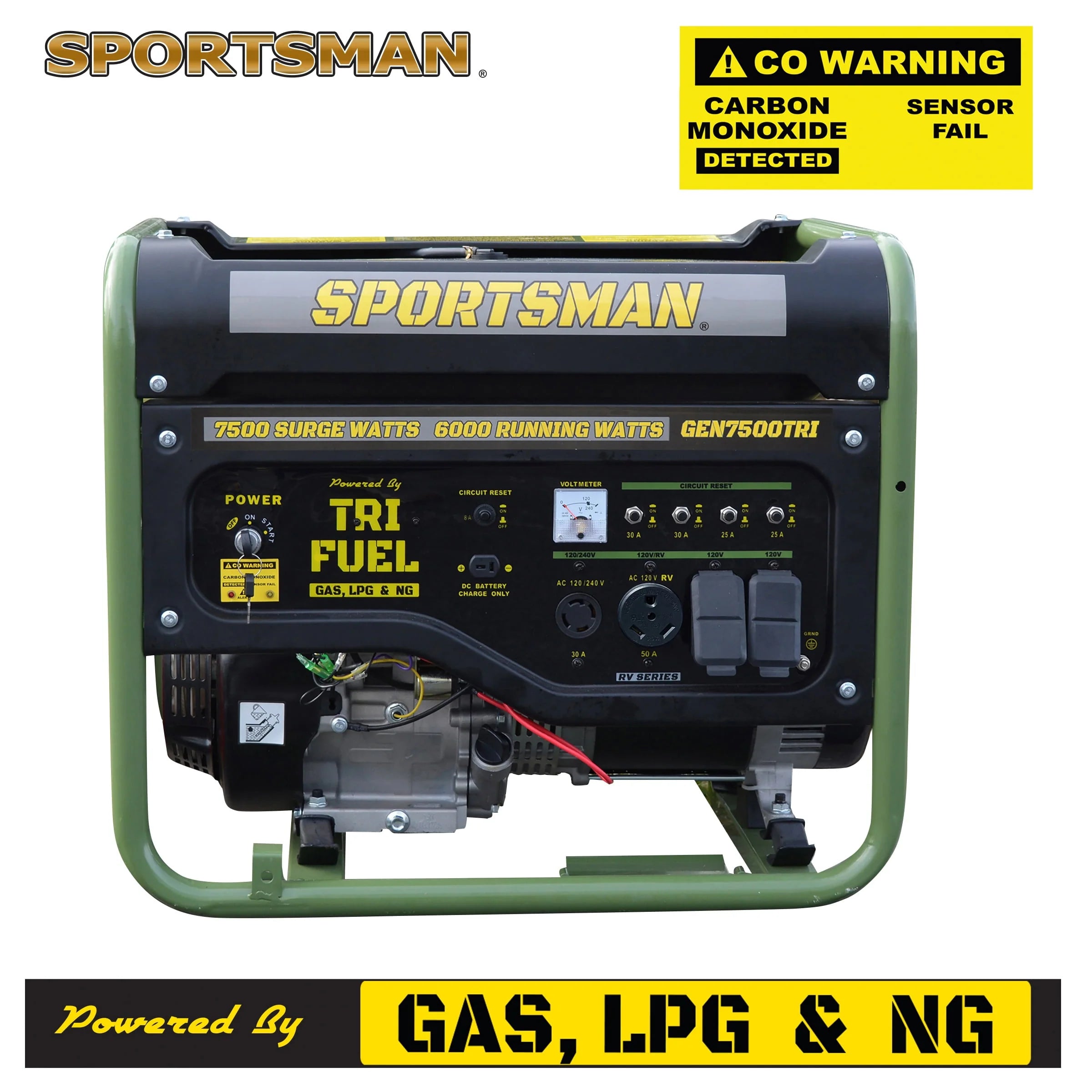 Sportsman 7500 Watt Tri-Fuel Portable Generator with CO Shut-off C83698