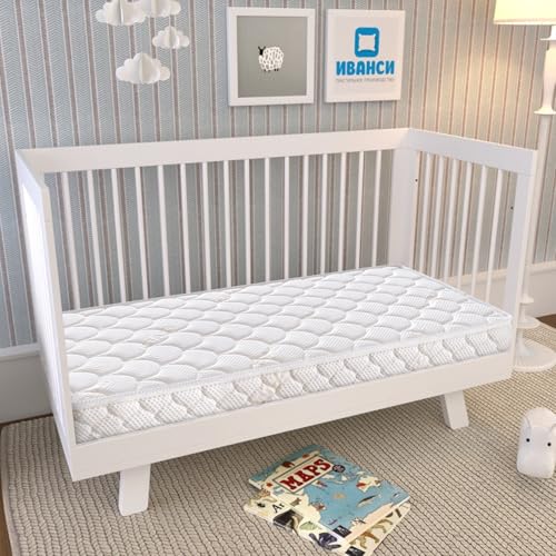 Dual-Sided Crib & Toddler Mattress, 52" x 27.6" x 5", Knitted Fabric A1519
