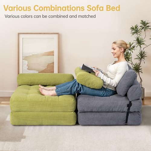 Folding Sofa Bed Convertible Sleeper Chair with Pillow, Grey L546