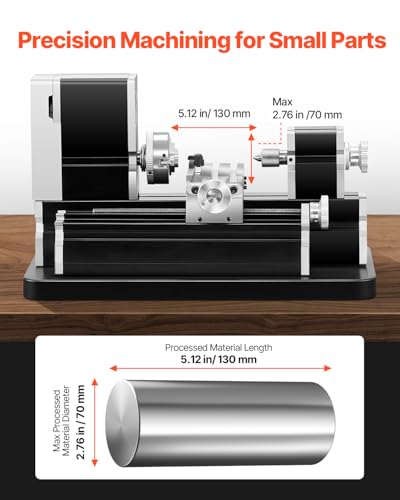 VEVOR Mini Metal Lathe Machine 2.76 x 5.12 in 36W 20000 RPM with 3-Jaw Chuck P311685