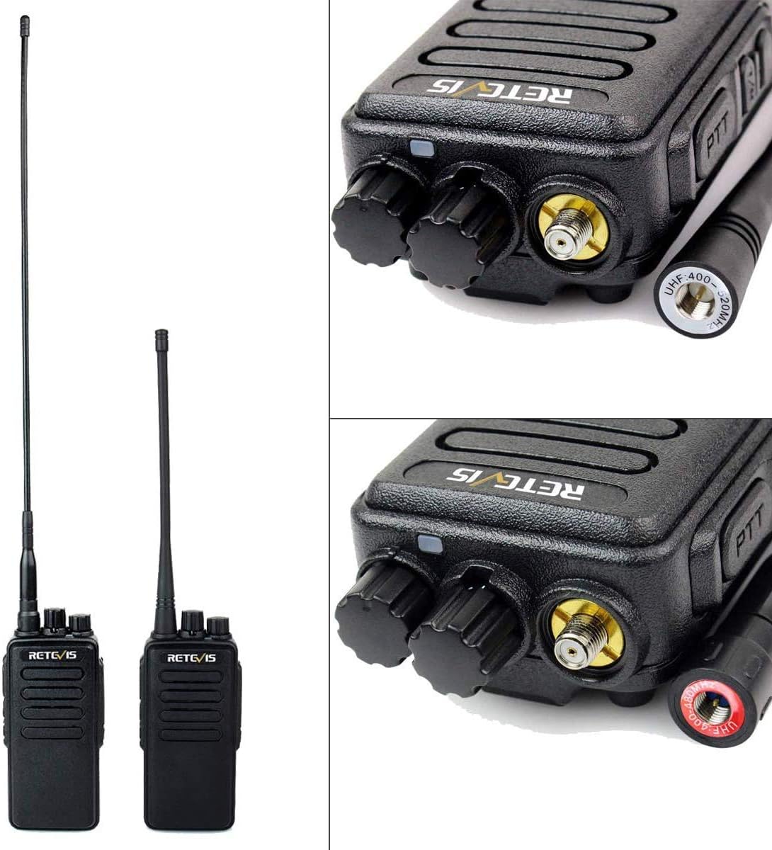 Retevis RT1 Walkie Talkies with Earpiece and Mic, 3000mAh Rechargeable, 5 Pack Y1131