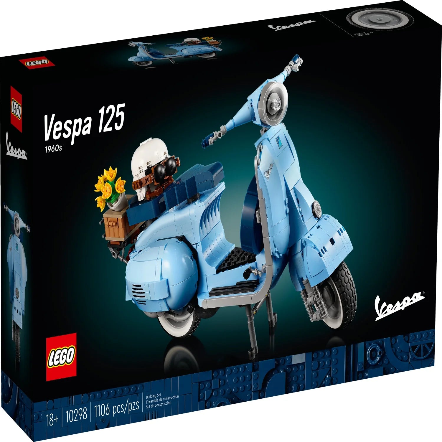 LEGO Icons Vespa 125 Scooter Building Kit, Vintage Italian Moped Model for Adults T916255