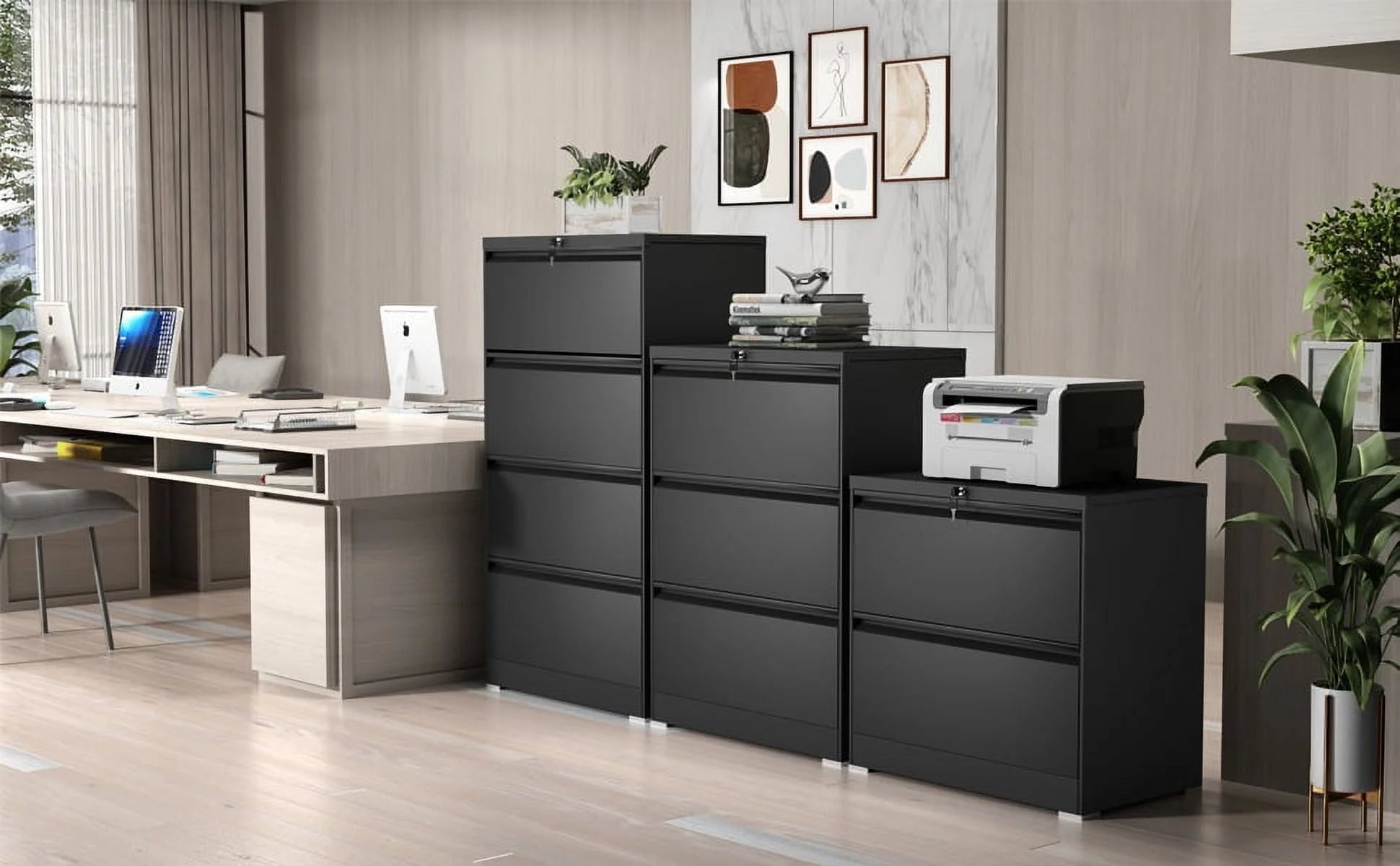 SUPEER 4 Drawer File Cabinet with Lock, Metal Vertical Storage, Black E499