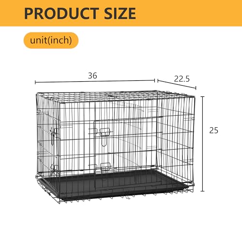 FDW Dog Crate for Large Dogs 48 Inch Folding Metal Wire Cage Double Door N1299