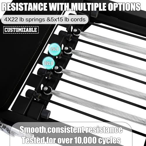 Pilates Reformer Machine for Home Workout, Foldable with Dual Resistance, 400 lbs Capacity E110