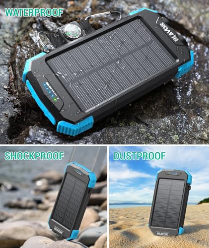 BLAVOR Solar Charger Power Bank 10,000mAh, Wireless, 20W USB-C S38060
