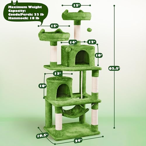 Yaheetech 62.5in Cat Tree with Platform & Hammock, Dark Gray L747397