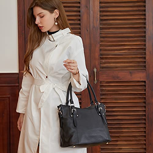 HESHE Genuine Leather Tote Shoulder Bag for Women P1142