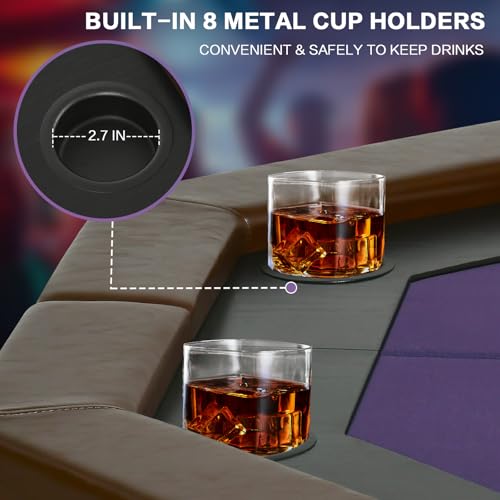 Foldable 50" Octagon Poker Table with Cup Holders L79369