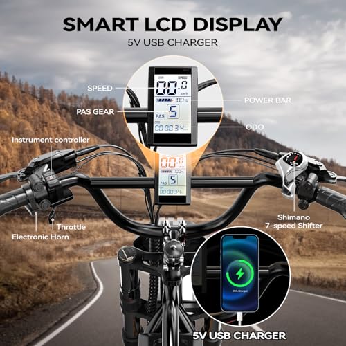 Electric Bike for Adults, 2000W Motor, 48V 25AH Battery, 20" Fat Tires S65549
