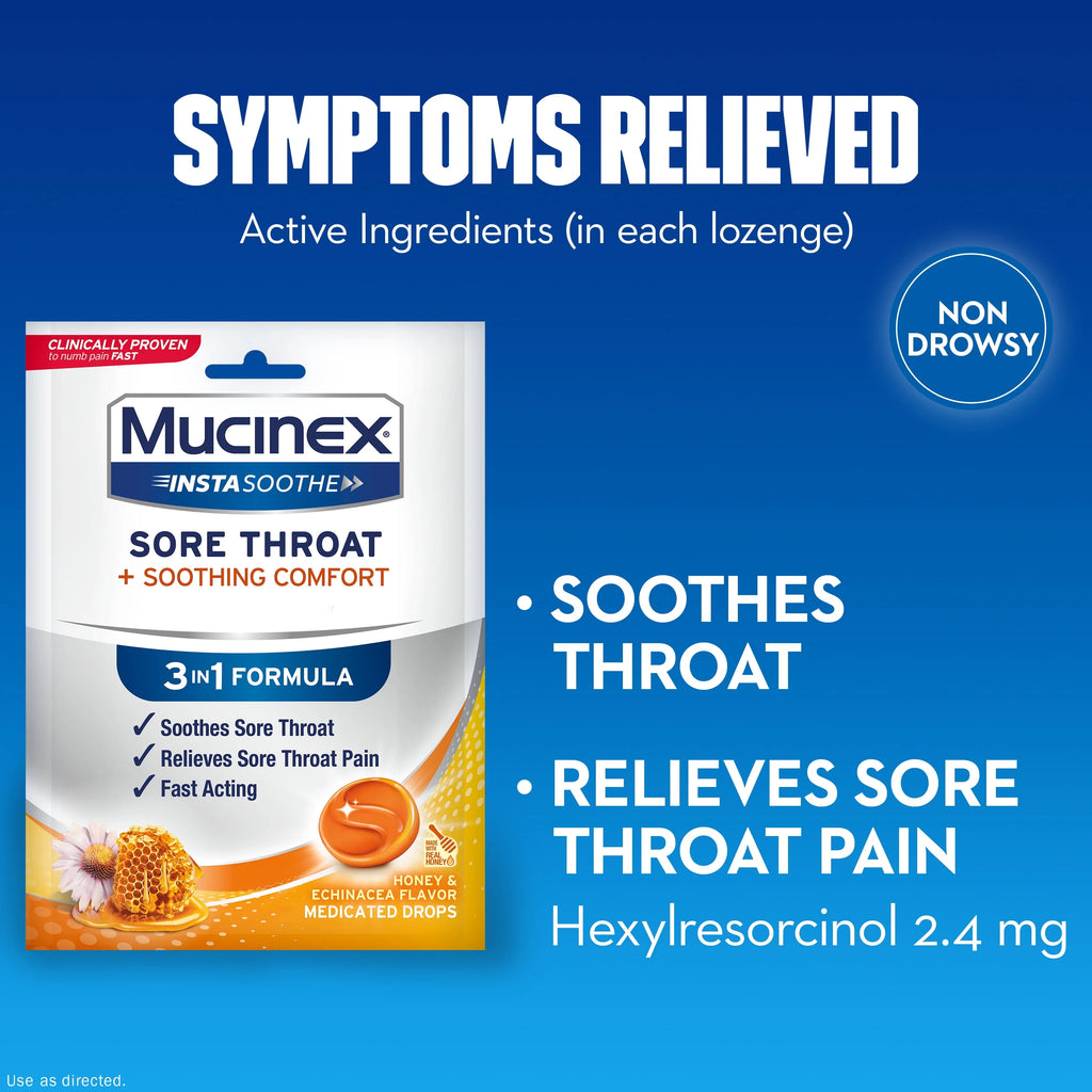 Mucinex Instasoothe Cough Drops Honey & Echinacea, 40 Count O535459