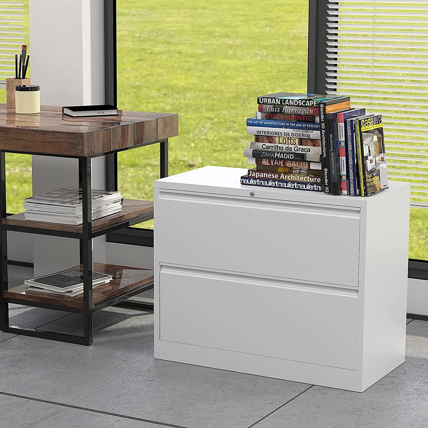 SUPEER 4 Drawer File Cabinet with Lock, Metal Vertical Storage, Black E499