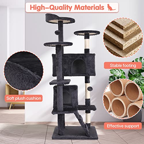 ASHY 54in Cat Tree with Scratching Post for Indoor Cats I993