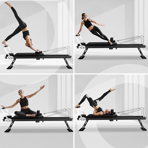 Pilates Reformer Machine for Home Workout, Foldable with Dual Resistance, 400 lbs Capacity E110