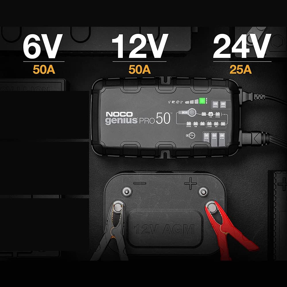 NOCO GENIUSPRO50 50-Amp Smart Battery Charger, 6V 12V 24V Q797