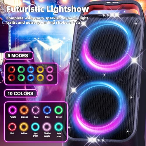 Portable Bluetooth Speaker 240W Peak with Deep Bass and LED Light Show R456296