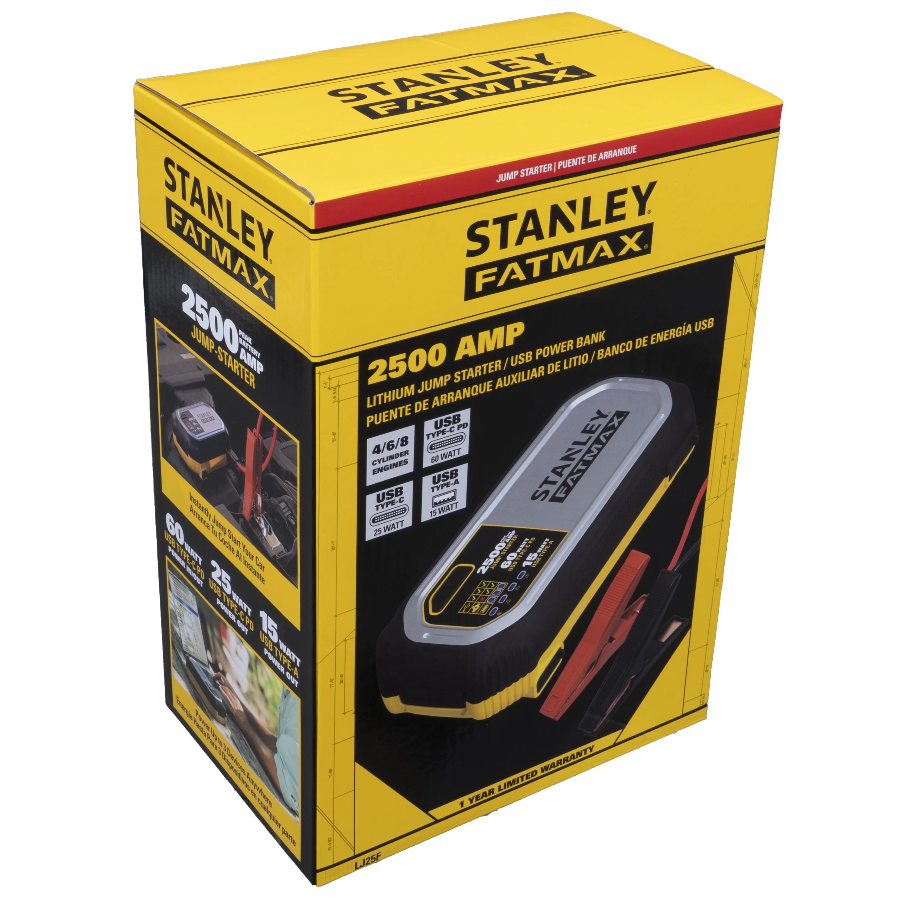 Stanley FatMax 2500 Amp Lithium Jump Starter with USB Power Bank K808236