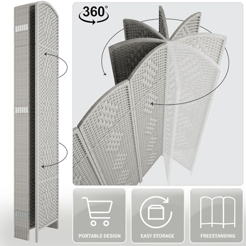 Rose Home Fashion 6 ft Tall Room Divider 4 Panel Folding Privacy Screen, Dark Coffee C8634