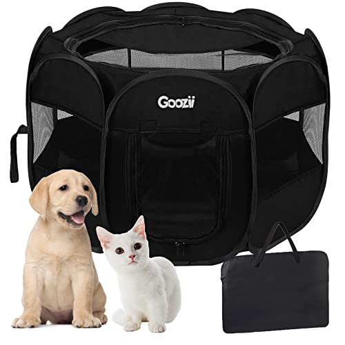 Portable Dog Playpen for Small Dogs Indoor Outdoor, Collapsible with Roof Cover, Green C304366