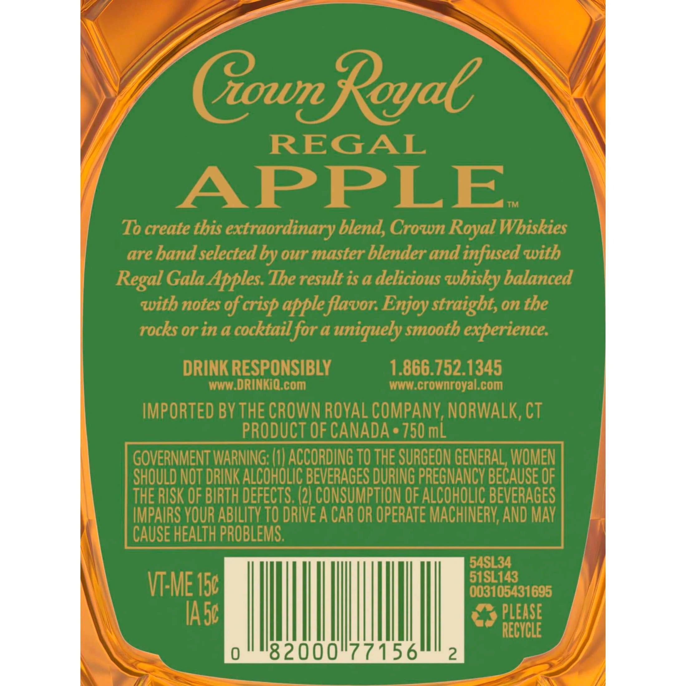 Crown Royal Regal Apple Flavored Whisky, 750 mL H4809