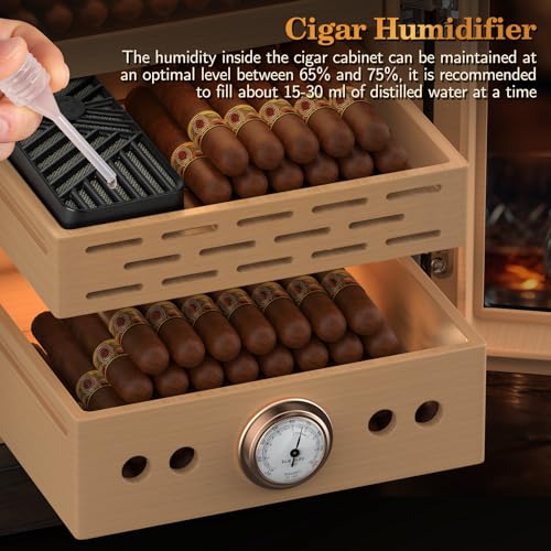 Cigar Humidor Cabinet with Magnetic Door and Humidifiers, Brown D98390