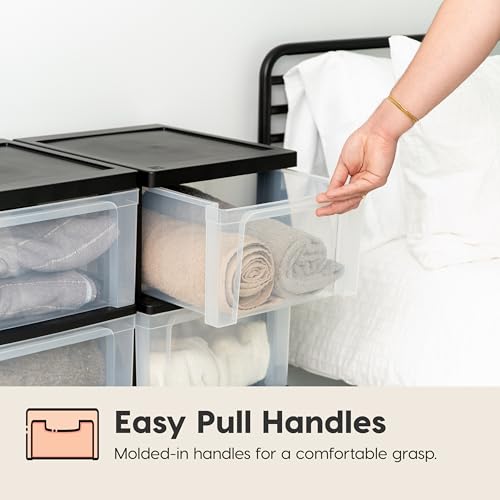 IRIS USA Plastic 3-Drawer Rolling Storage Cart with Wheels, White/Clear Y619