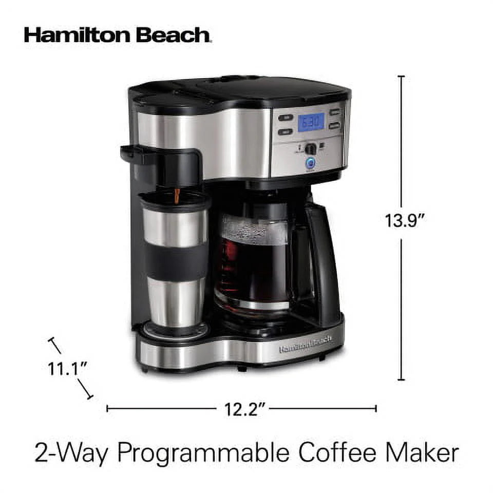 Hamilton Beach 2-Way Coffee Maker, Single-Serve or 12 Cups, Black R291