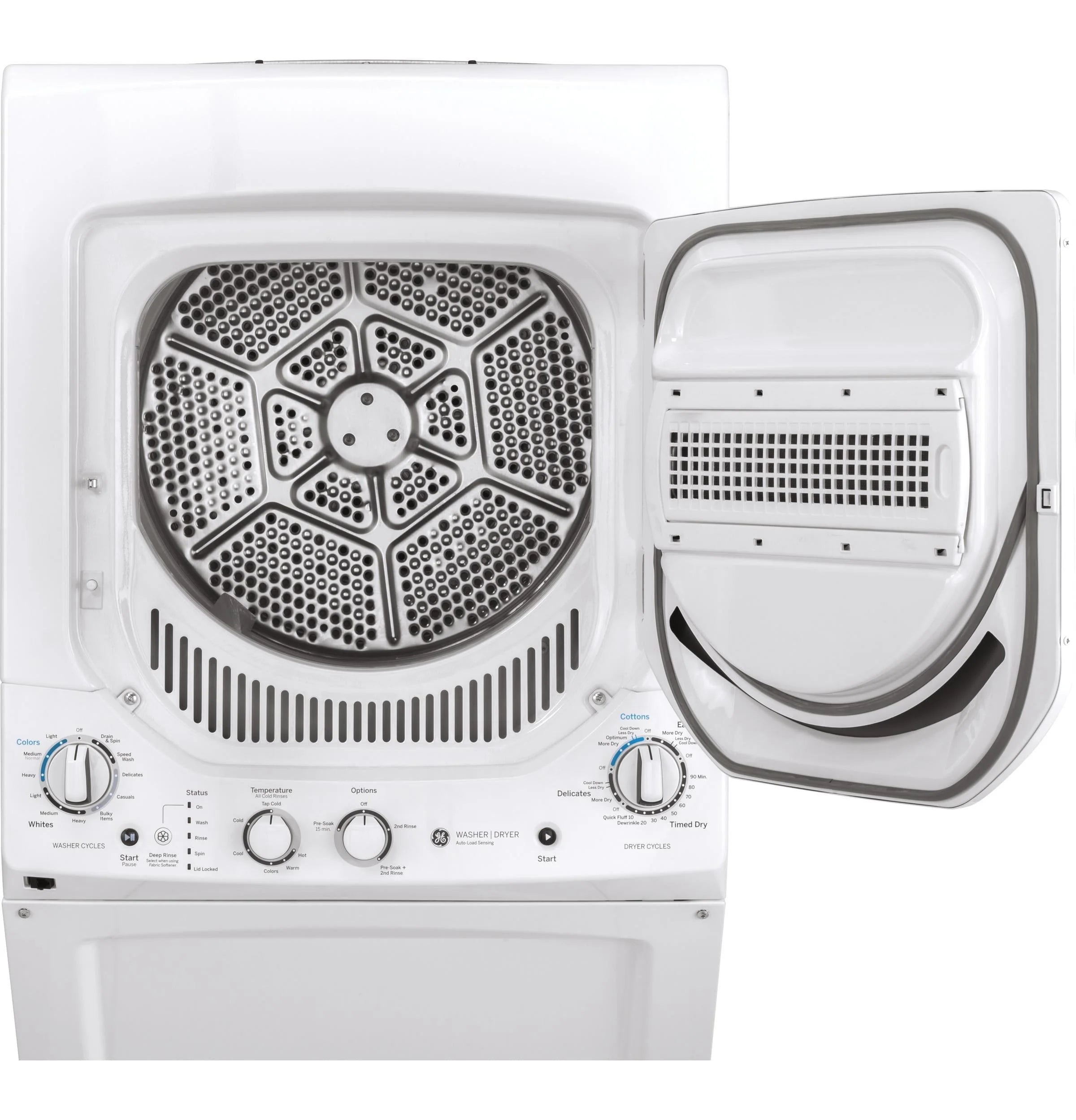 GE Unitized Spacemaker® Washer and Electric Dryer with Stainless Steel Basket S719