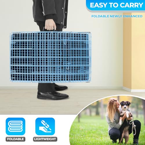 FDW Dog Crate for Large Dogs 48 Inch Folding Metal Wire Cage Double Door N1299