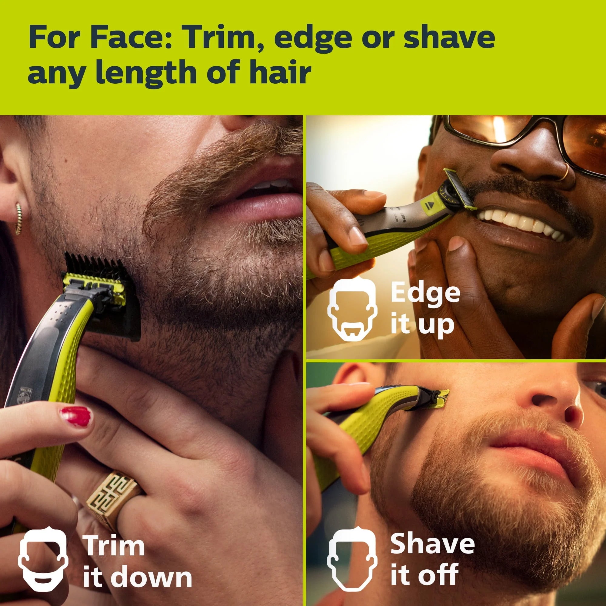 Philips Norelco Oneblade 360 Face + Body Hybrid Electric Razor and Beard Trimmer for Men U52838