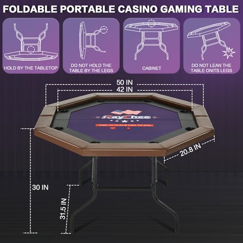 Foldable 50" Octagon Poker Table with Cup Holders L79369