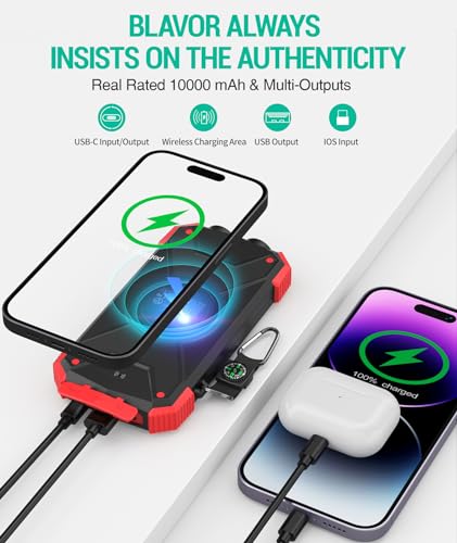BLAVOR Solar Charger Power Bank 10,000mAh, Wireless, 20W USB-C S38060