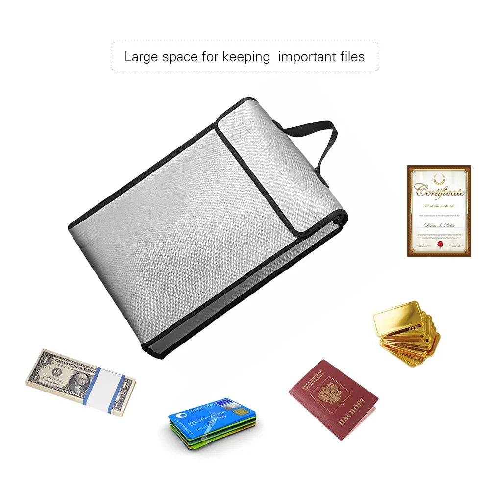 Tomshoo Fireproof Document Bag Waterproof Heat Insulation for Files Cash Passport E36672