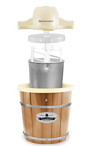 Elite Gourmet Maxi-Matic EIM-924L 4 Quart Electric Ice Cream Maker, Pine Bucket P61620