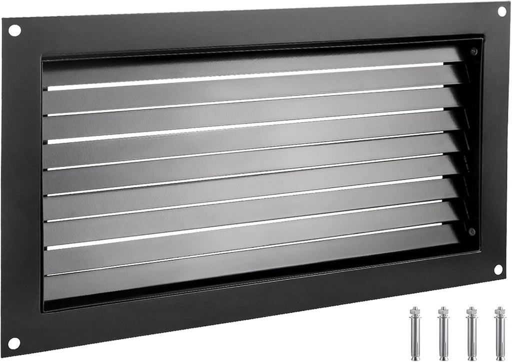 VEVOR Foundation Flood Vent, 8" Height x 16" Width Flood Vent, to Reduce Foundation Damage and Flood Risk, Black, Wall Mounted Flood Vent, for Crawlspaces, Garages & Full Height Enclosures