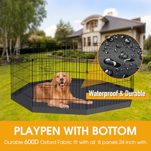 Artmeer Pet Playpen 8 Panels 24 Inch Foldable Dog Fence Kennel, Black N172167