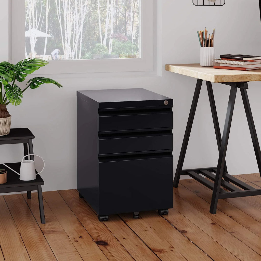 SUPEER 4 Drawer File Cabinet with Lock, Metal Vertical Storage, Black E499