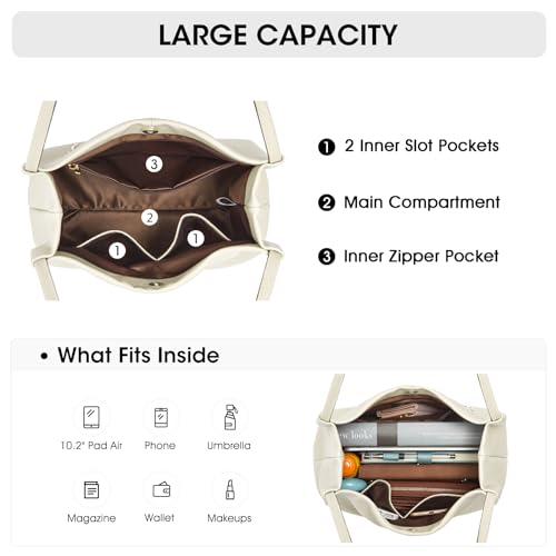 Kattee Leather Tote Bag for Women, Casual Shoulder Hobo Purse with Magnetic Snap Closure U606