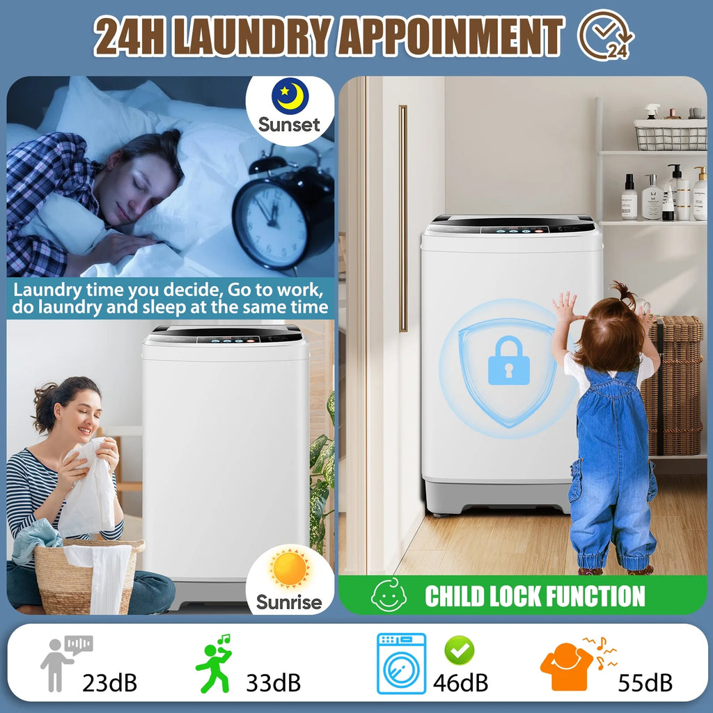 Qhomic Portable Washing Machine 17.8 lbs Compact Washer and Dryer Combo with Dump Pump X83587