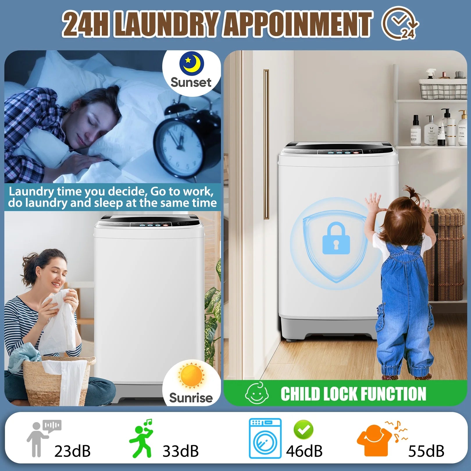 Qhomic Portable Washing Machine 17.8 lbs Compact Washer and Dryer Combo with Dump Pump X83587