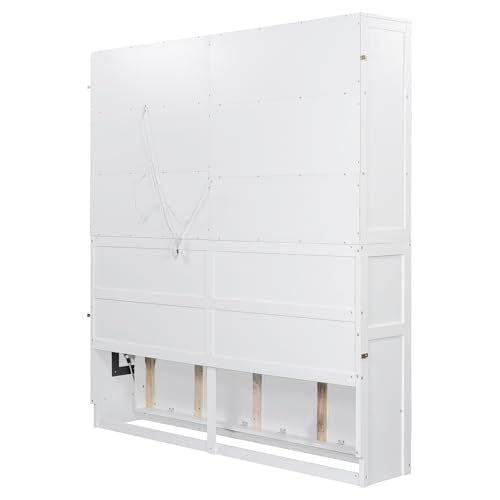 SOFTSEA Twin Murphy Bed Frame with Storage, Foldable Wall Bed, Gray I79151