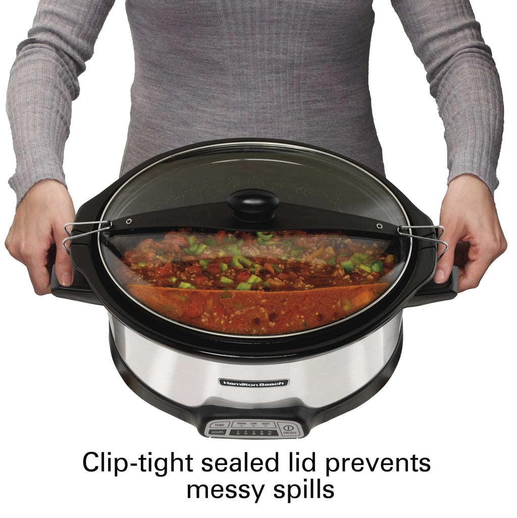 Hamilton Beach Stay or Go Programmable Slow Cooker with Party Dipper, 7 Quart, Red M628782