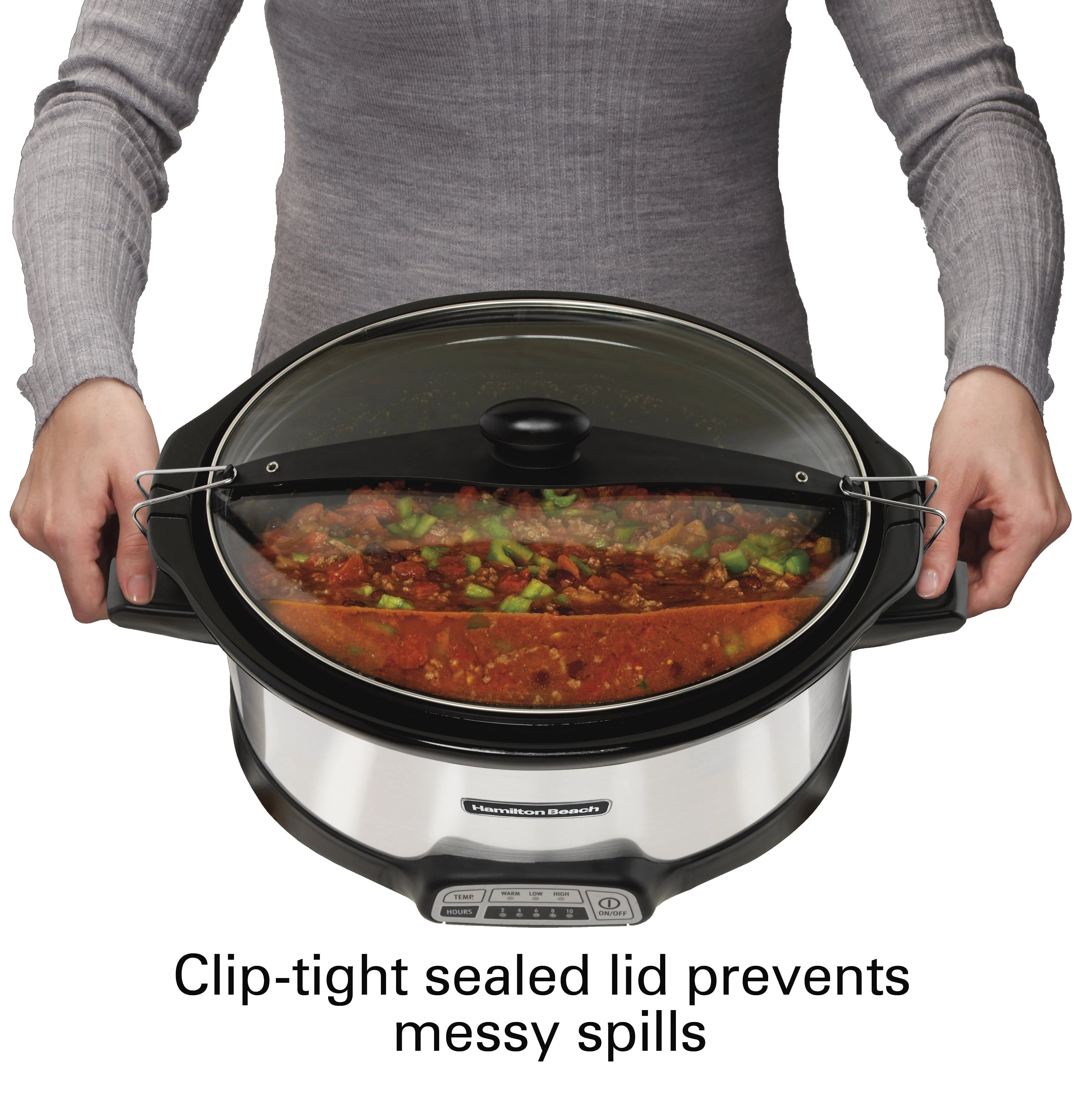 Hamilton Beach Stay or Go Programmable Slow Cooker with Party Dipper, 7 Quart, Red M628782