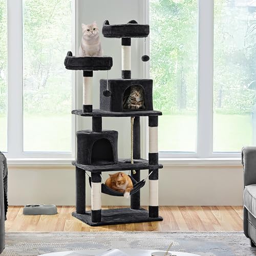 Yaheetech 62.5in Cat Tree with Platform & Hammock, Dark Gray L747397